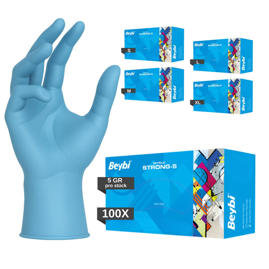 Beybi Strong-5 Nitrile Examination Gloves – powder-free, latex-free &amp; extra robust