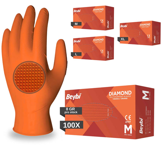 Beybi Diamond Nitrile Work Gloves – extra grip thanks to diamond-structured surface, robust &amp; durable