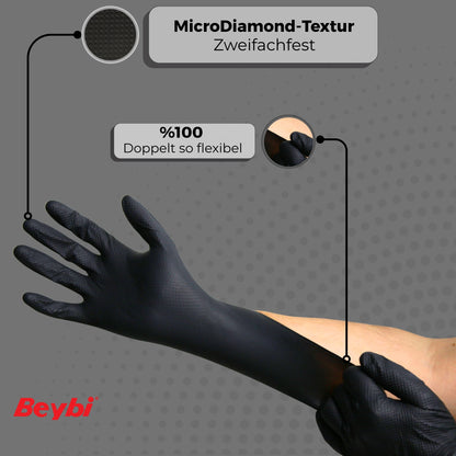 Beybi Diamond Nitrile Work Gloves – extra grip thanks to diamond-structured surface, robust &amp; durable