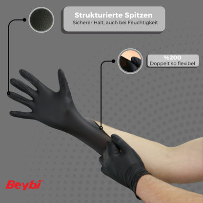 Beybi Nitrile 3.5 gr Disposable Gloves – Powder-free, non-slip &amp; latex-free