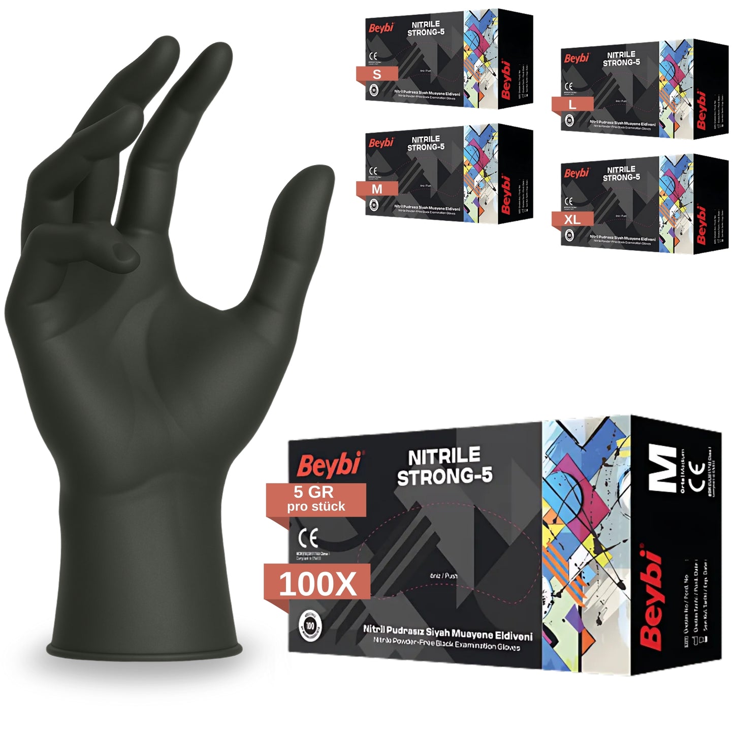 Beybi Strong-5 Nitrile Examination Gloves – powder-free, latex-free &amp; extra robust