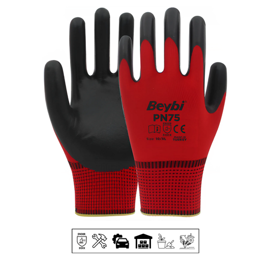 Beybi PN75 work gloves – robust, nitrile-coated assembly gloves with high protection &amp; grip