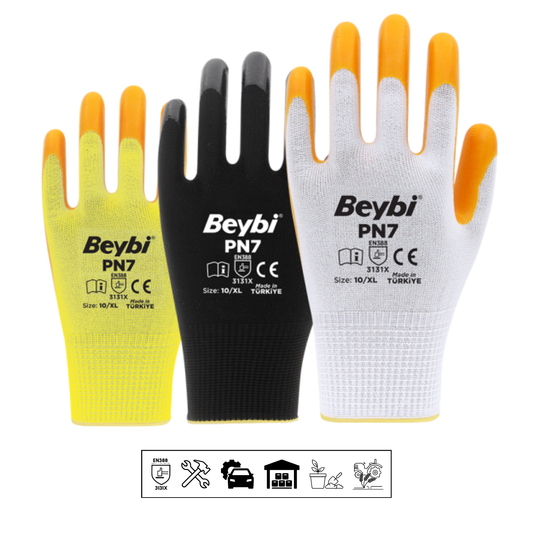 Beybi PN7 work gloves – Lightweight, nitrile-coated protective gloves | breathable &amp; grippy
